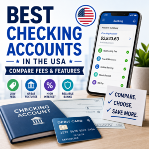 Comparison chart of the best checking accounts in the USA, highlighting fees, features, and interest rates