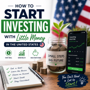 Person using a phone app to start investing small amounts in U.S. stocks and index funds