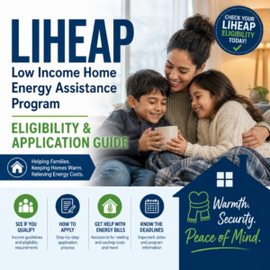 Happy family using a tablet to learn about LIHEAP eligibility and how to apply