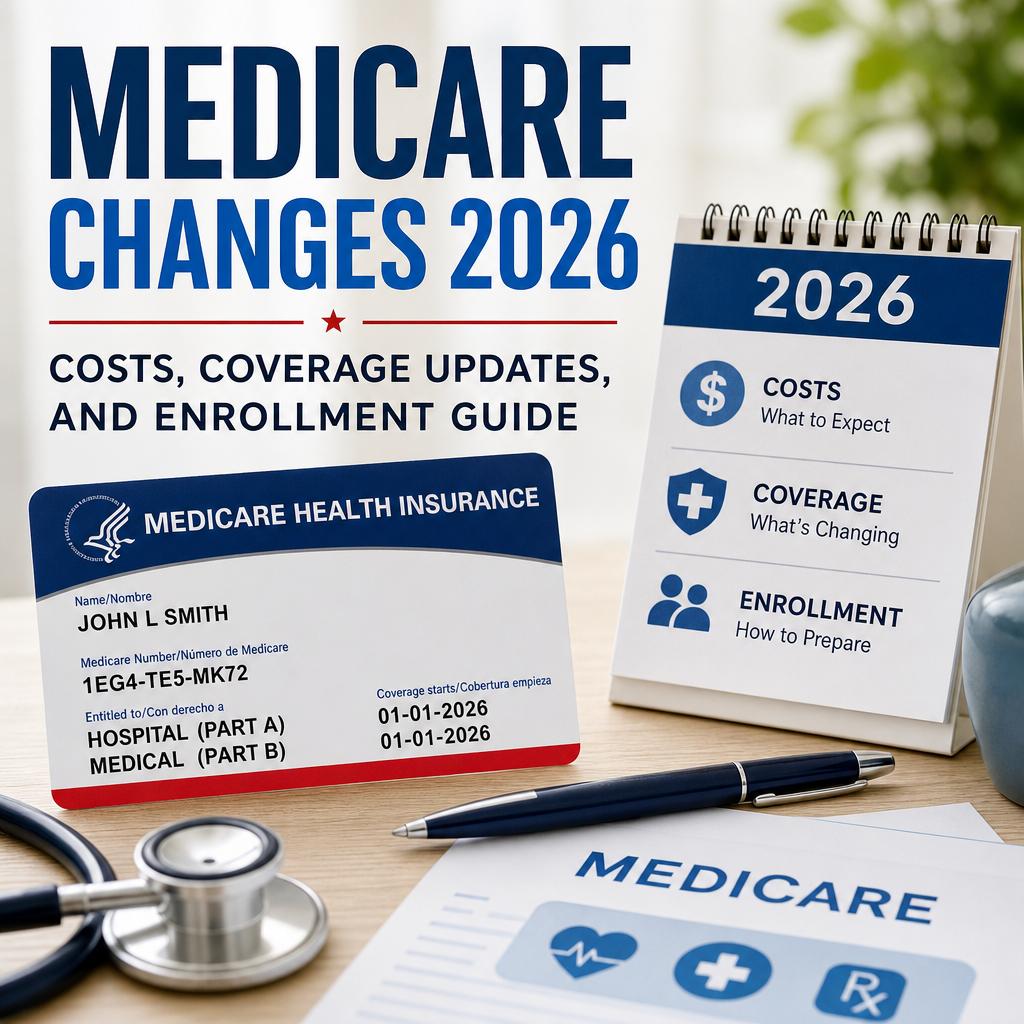 Medicare 2026 changes infographic showing costs, coverage updates, and enrollment guidance