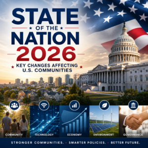 State of the Nation 2026 report highlighting changes in technology, economy, environment, and governance in U.S. communities