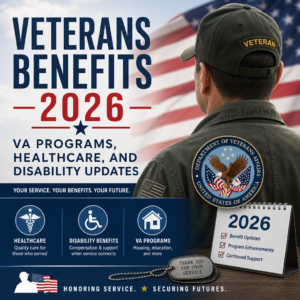 Veteran reviewing 2026 VA benefits updates on healthcare, disability, and support programs