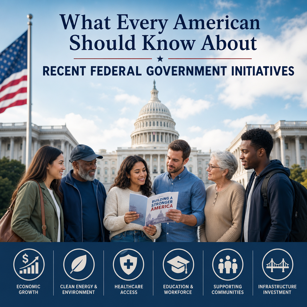 Diverse group discussing federal government initiatives in front of the U.S. Capitol
